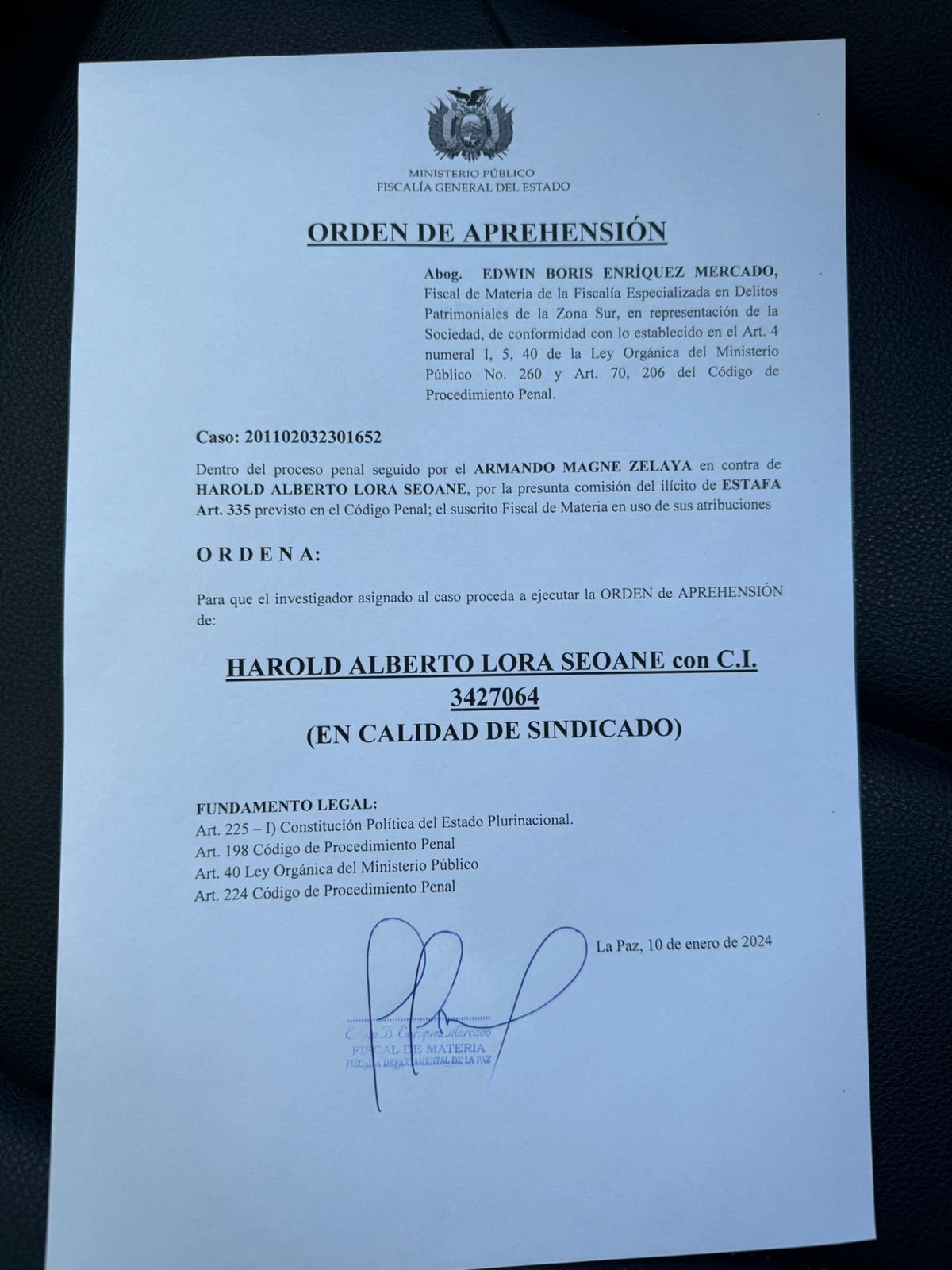 Emiten orden de aprehensión para Harold Lora por supuesta estafa - El ...