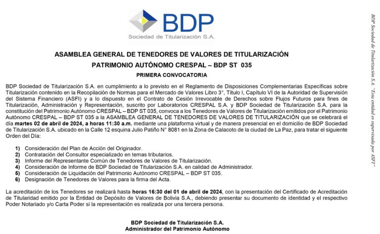 BDP Sociedad de Titularización S.A.
