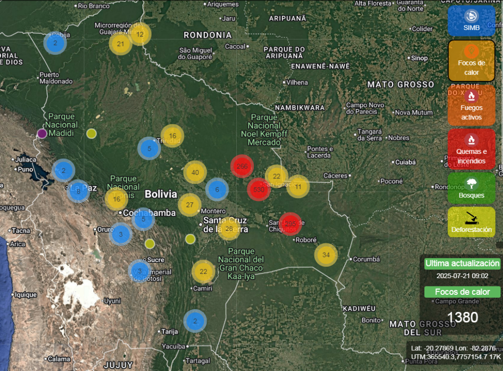 Santa Cruz concentra el 90% de los focos de calor activos en Bolivia (9 ...