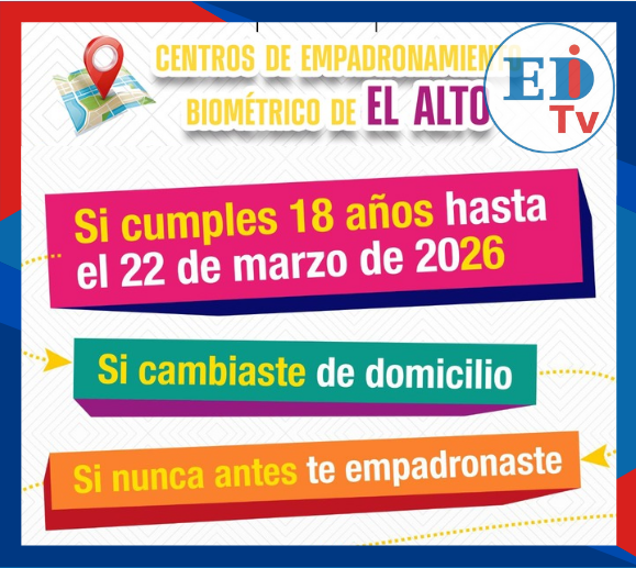 Vota en 2026: seis megacentros en El Alto para empadronamiento masivo ...