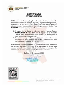 Ministerio de Trabajo dispone tolerancia por los conflictos (18:00)