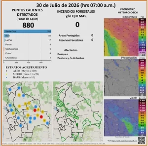 Santa Cruz concentra el 86% de los focos de calor del país; alerta por vientos podría complicar la situación (09:30)